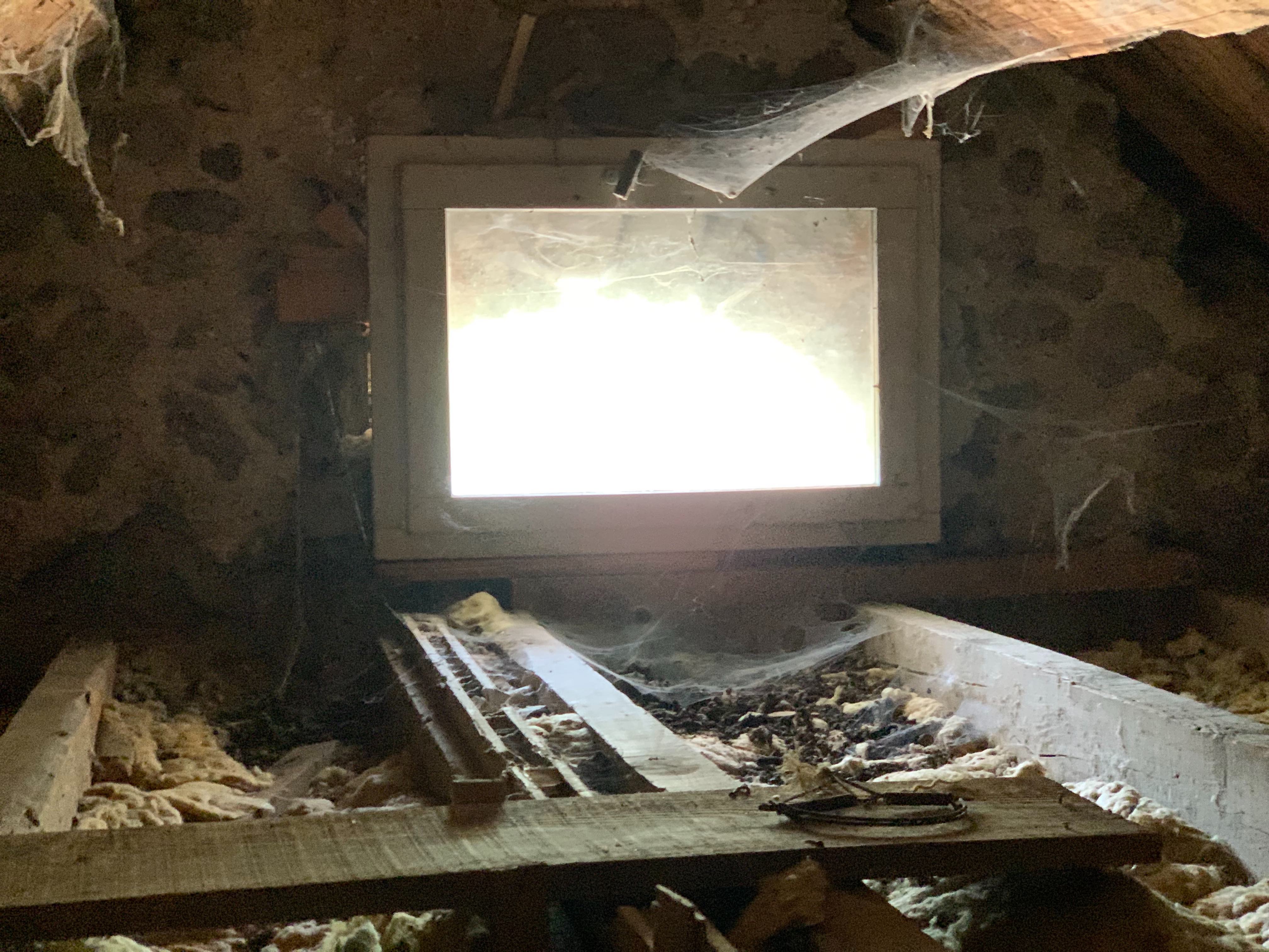 Les combles avec le vieil isolant