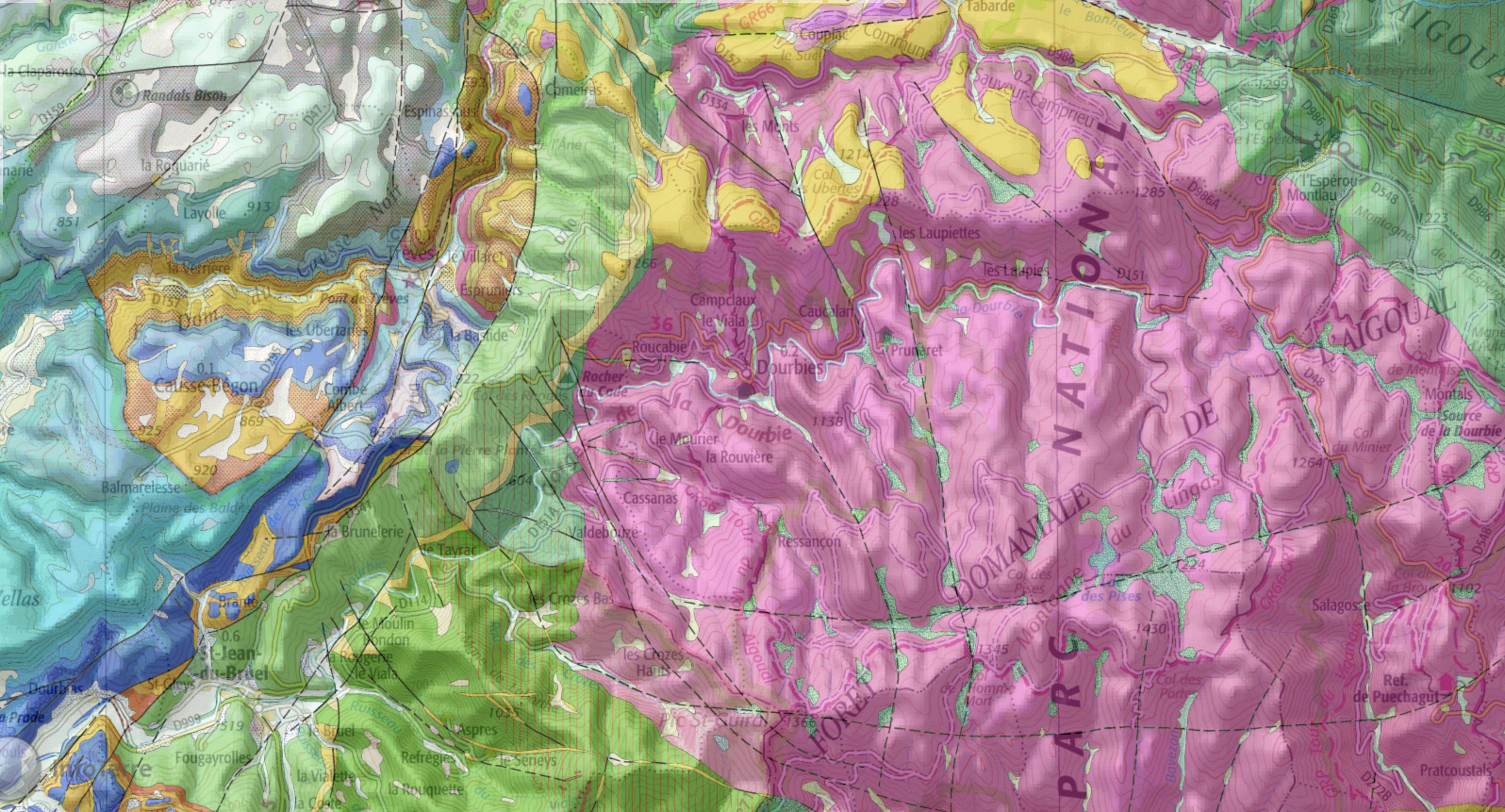 Carte géologique de Dourbies