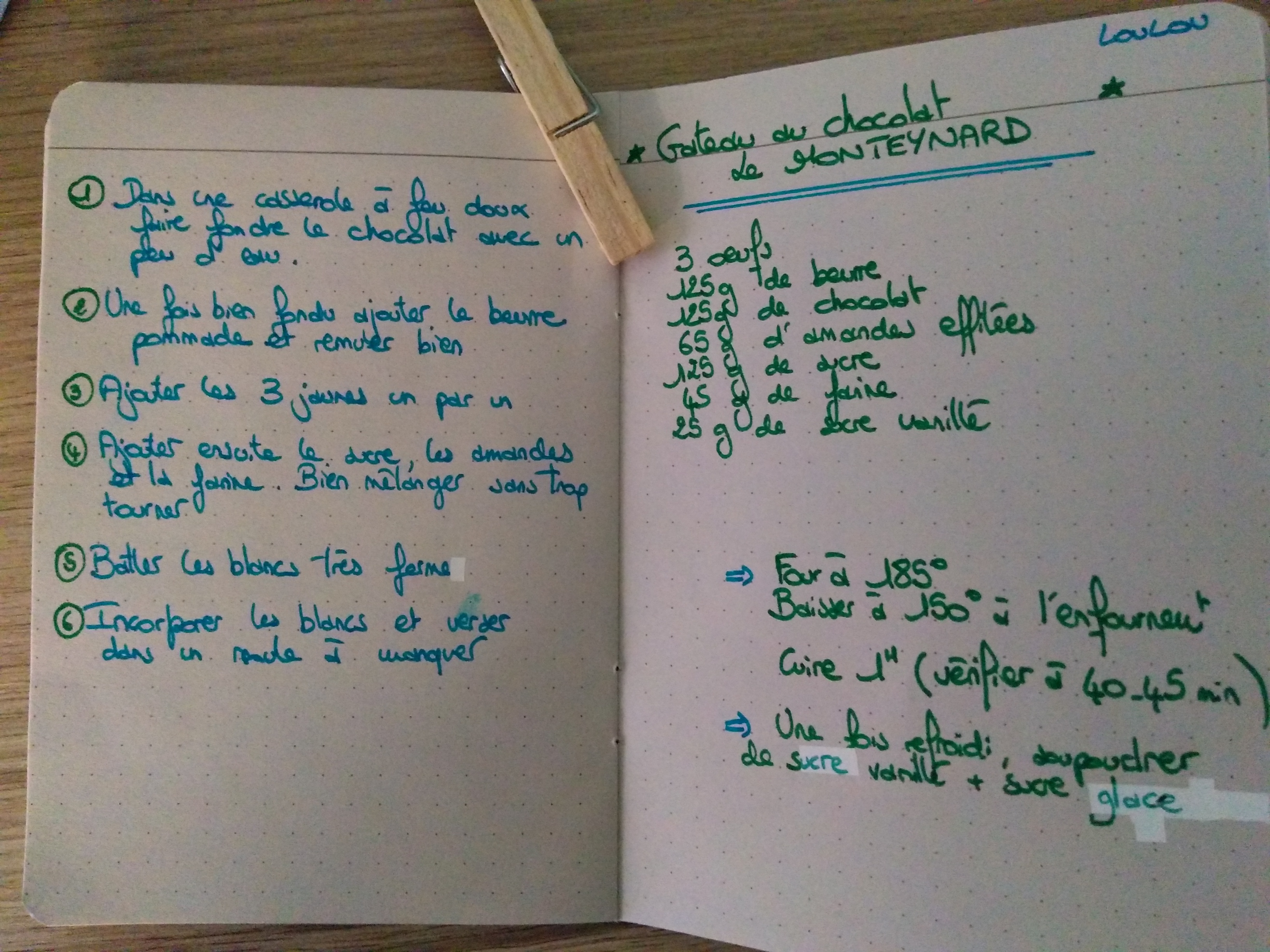 Photo de la recette du gateau au chocolat de Monteynard